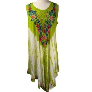 NEW Midi Dress Womens One Size Cover Up Loungewear Boho Sleeveless Tie Dye Fairy